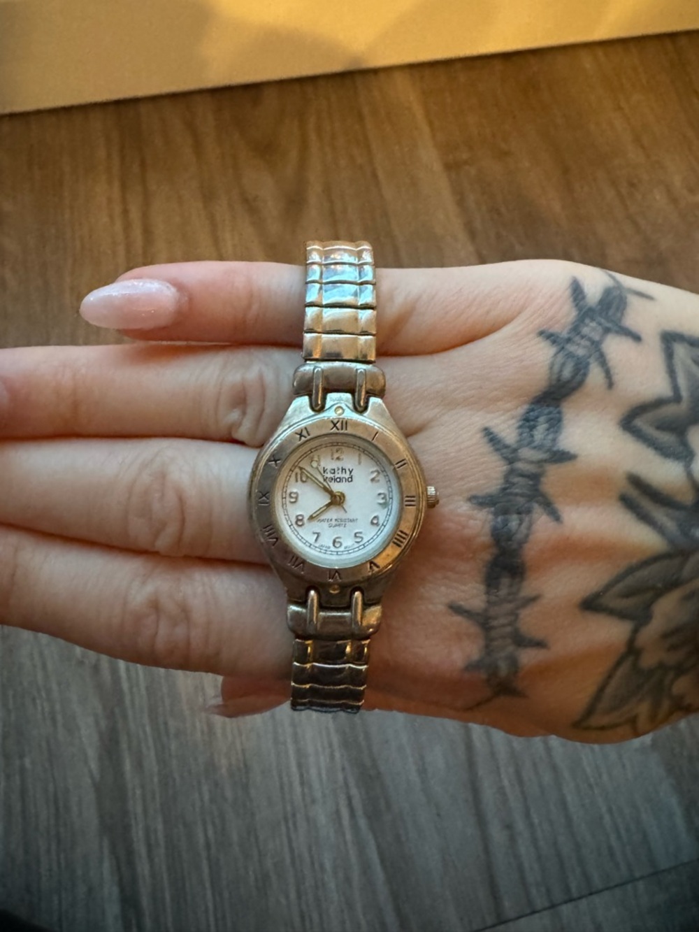 kathy ireland Silver-Tone Bracelet Watch with White Dial